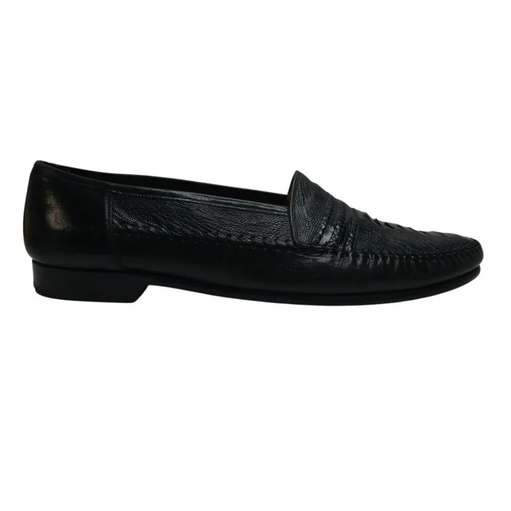 Mezlan‎ Coronado Black Genuine Ostrich Leather Loafers Dress Shoes Mens 13